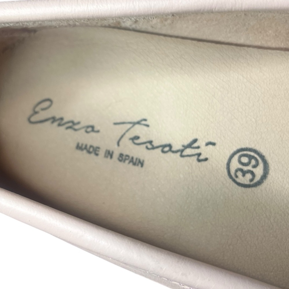 ENZO TESOTI Pale Pink Leather Driving Shoe Loafer Made in Spain Women's Size 8 - Picture 5 of 7
